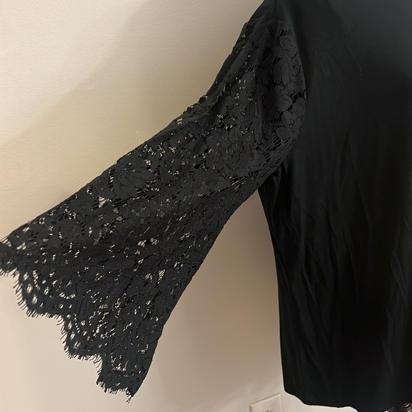 NWT Ralph Lauren Black Lace Sleeve Cotton Viscose Elegant Blouse, Sz. 3XL. - Picture 3 of 9